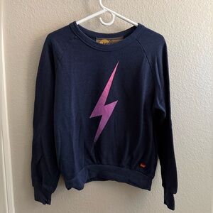 Aviator Nation~Navy Faded Bolt Crewneck Sweatshirt